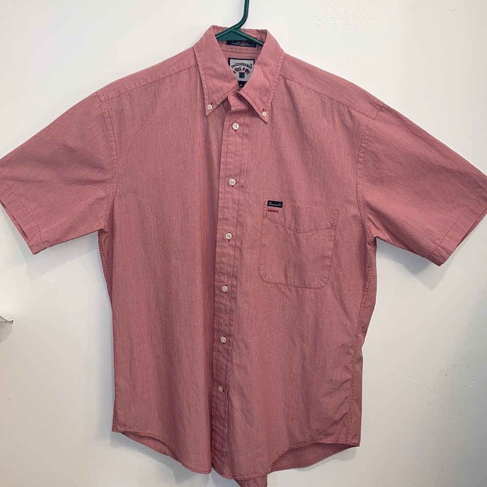Faconnable Shirt Short Sleeve VTG Men‎ L Red gingham  Button down sizeS